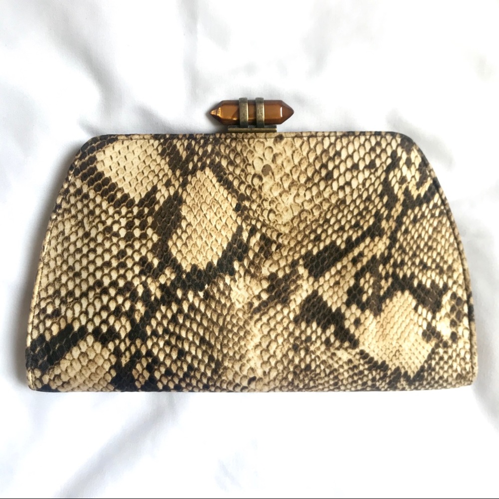 Banana Republic Brown Snakeskin Print Clutch
